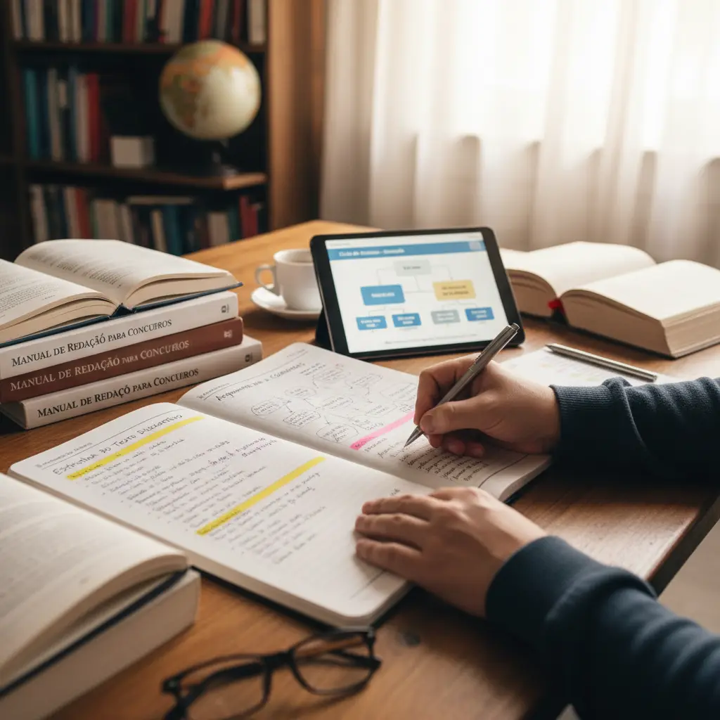 Como estudar redação para concurso: 5 passos para nota 90+ — detalhe