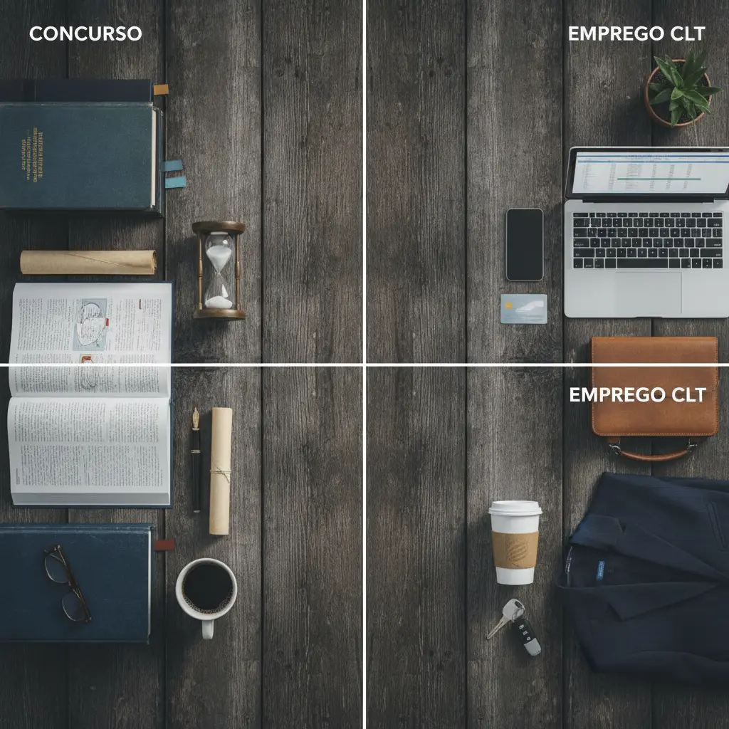Diferença entre concurso e emprego CLT: 5 fatos reais — resultado