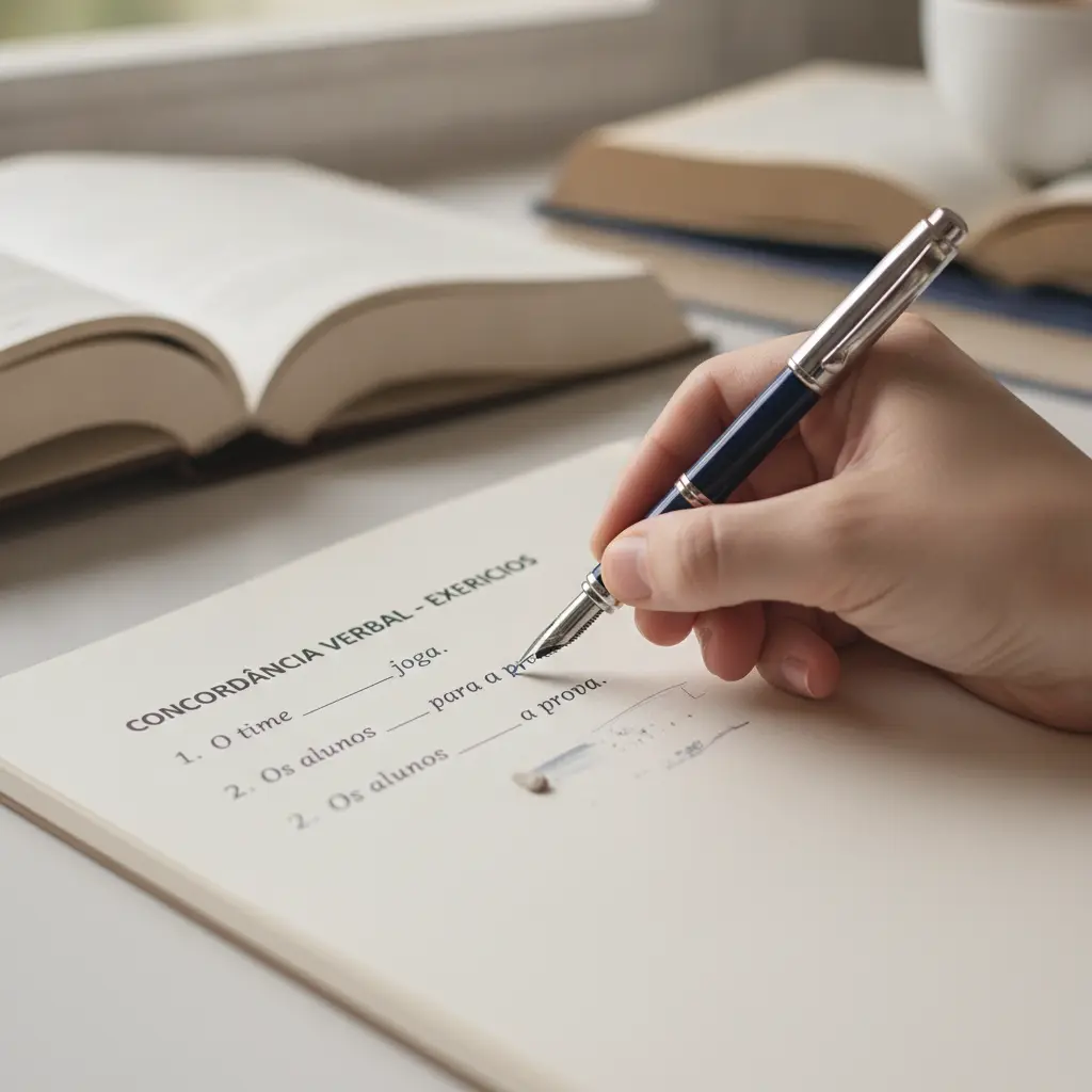 Concordância verbal exercícios: domine 5 regras em 20 minutos — detalhe