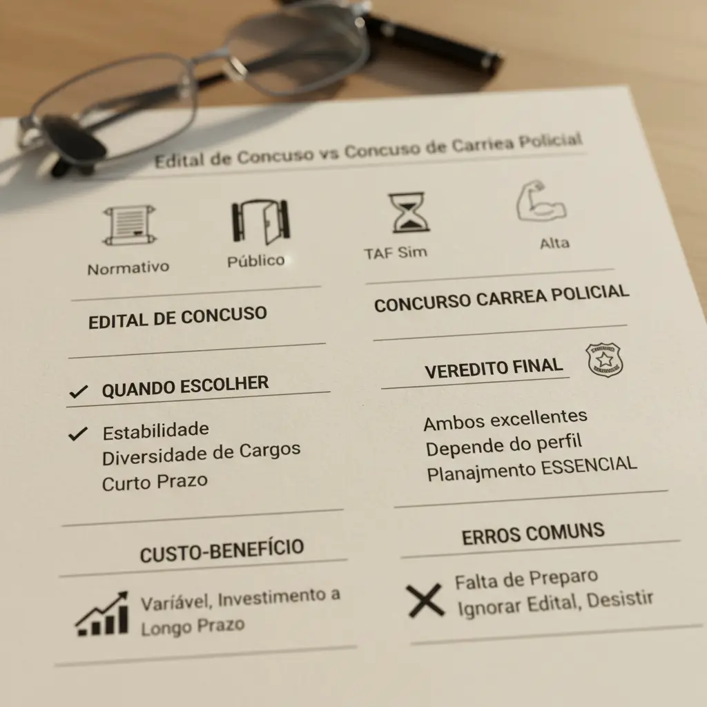 Edital de Concurso vs Concurso de Carreira Policial: 7 Fatos — detalhe